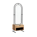 Modern Standing Mirror with Wooden Drawer and Shoe Storage