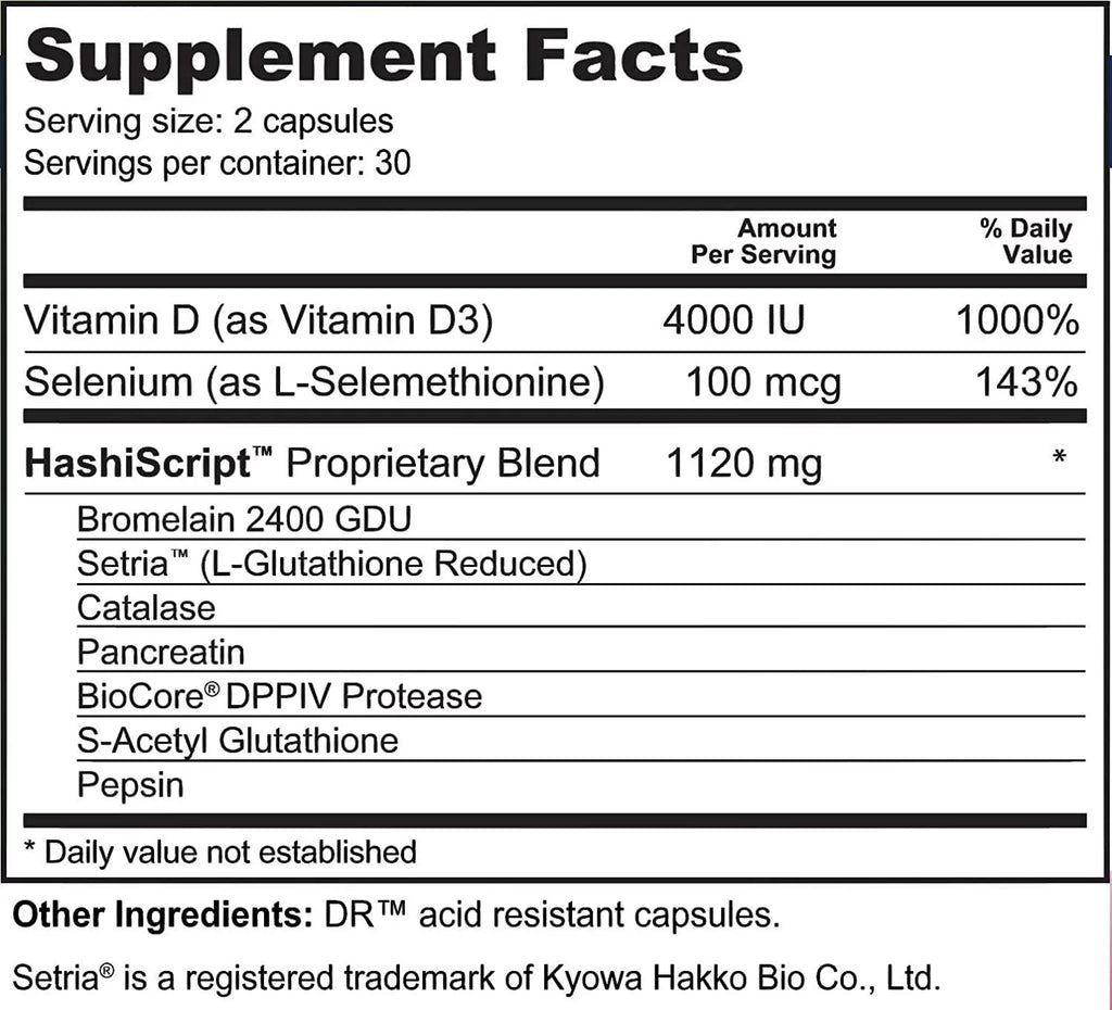 HashiScript Thyroid and Immune Support Formula with Catalase and Glutathione - by Suzy Cohen