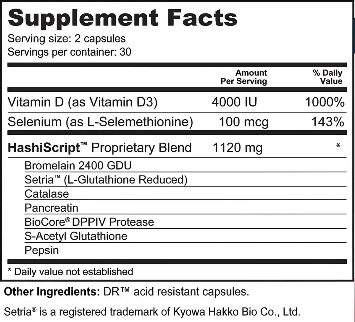 HashiScript Thyroid and Immune Support Formula with Catalase and Glutathione - by Suzy Cohen